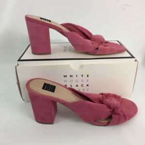 WHITE HOUSE BLACK MARKET Women's Shoes 8 Callie Pink Suede Knot Sandals Heels